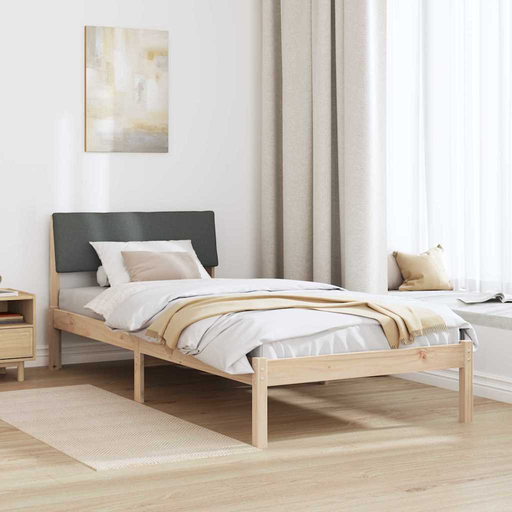 Bed frame Brown and dark grey 90 x 190 cm Solid pine wood