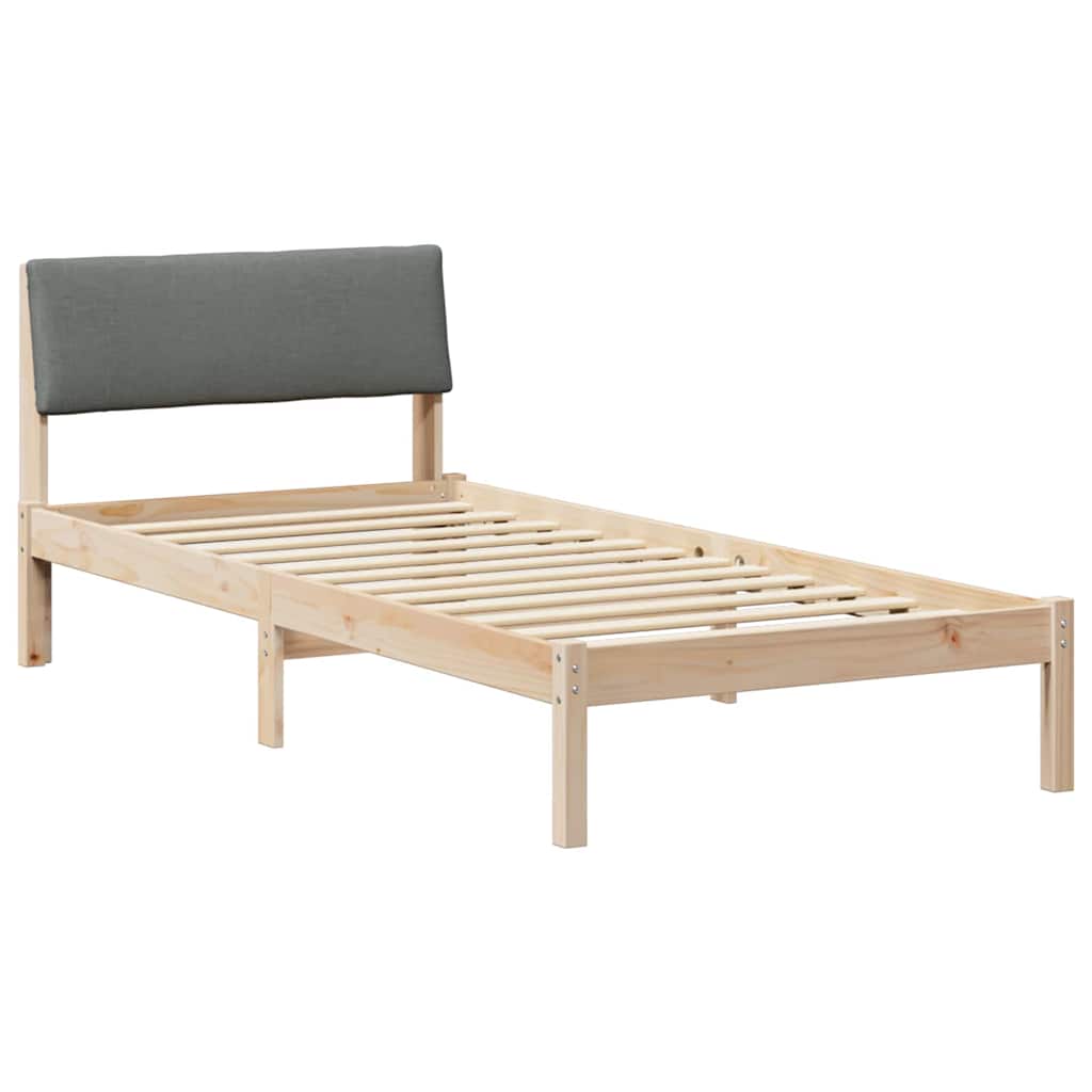 Bed frame Brown and dark grey 90 x 190 cm Solid pine wood