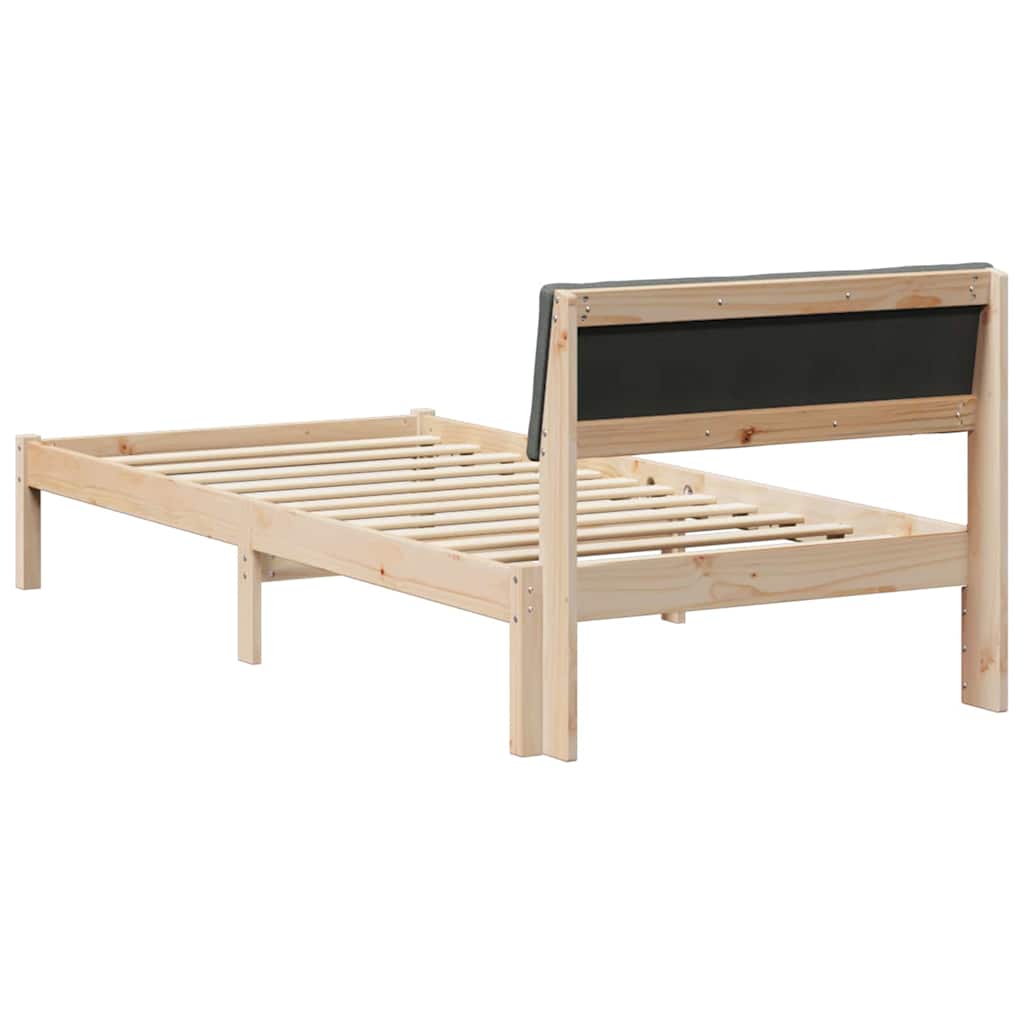 Bed frame Brown and dark grey 90 x 190 cm Solid pine wood