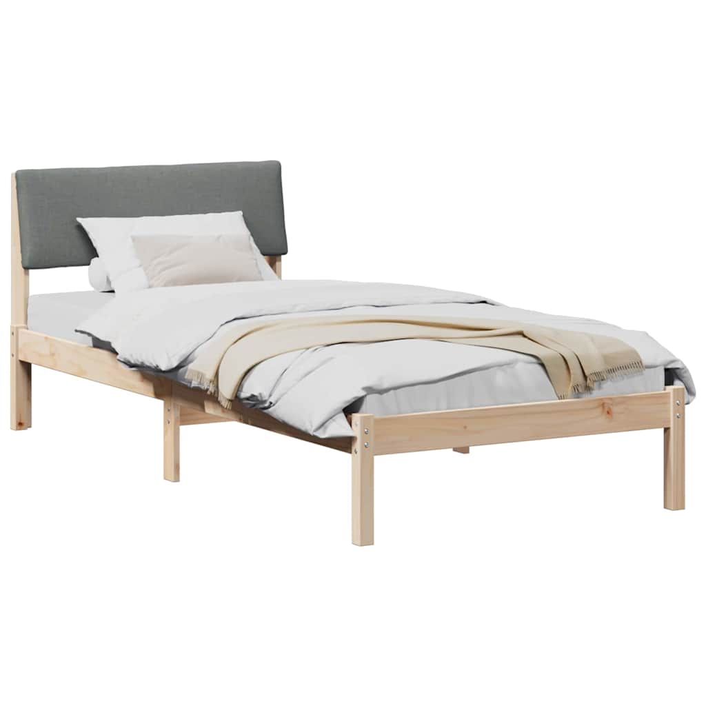 Bed frame Brown and dark grey 90 x 190 cm Solid pine wood