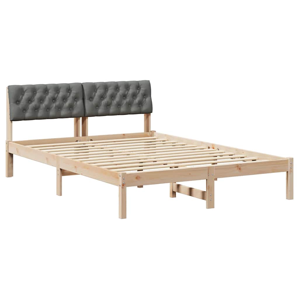 Bed frame Brown and dark grey 150 x 200 cm Solid pine wood