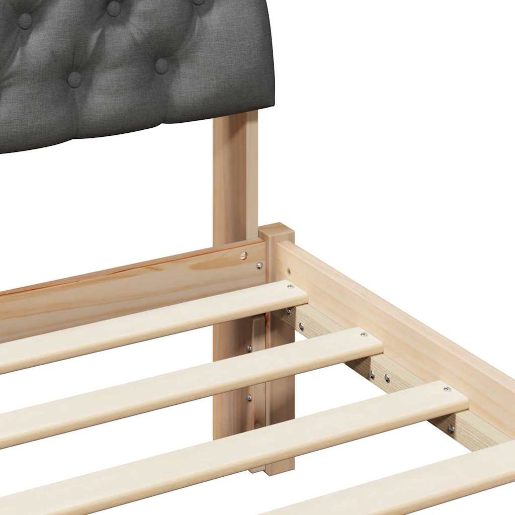 Bed frame Brown and dark grey 135 x 190 cm Solid pine wood