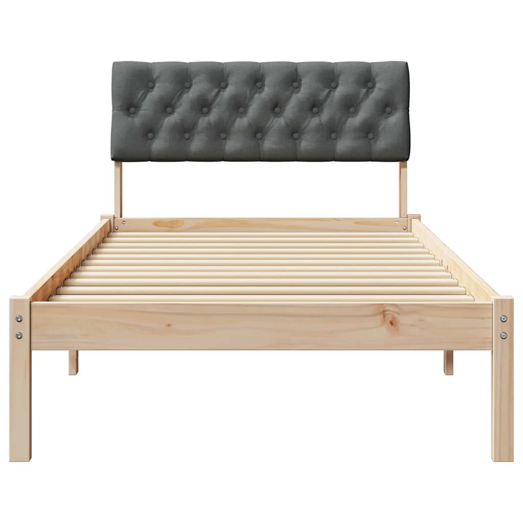 Bed frame Brown and dark grey 90 x 190 cm Solid pine wood