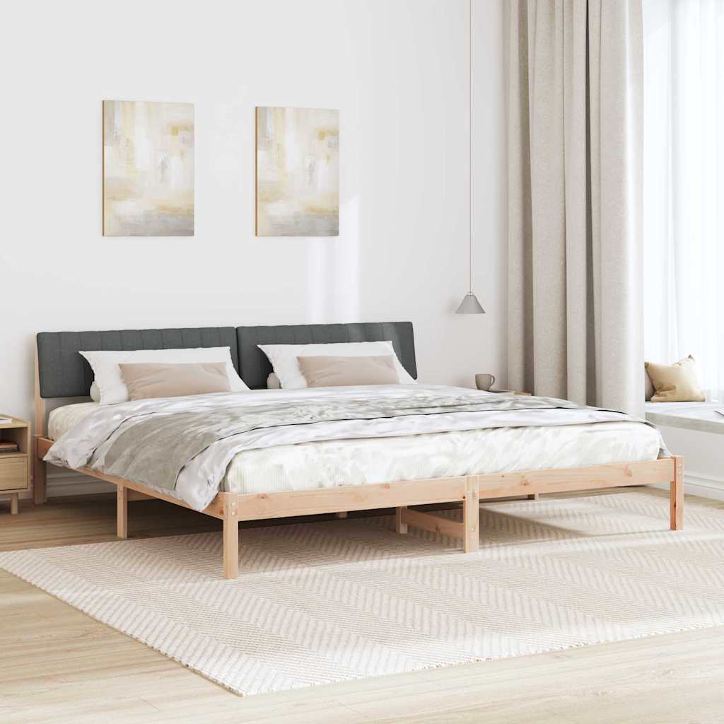 Bed frame Brown and dark grey 150 x 200 cm Solid pine wood