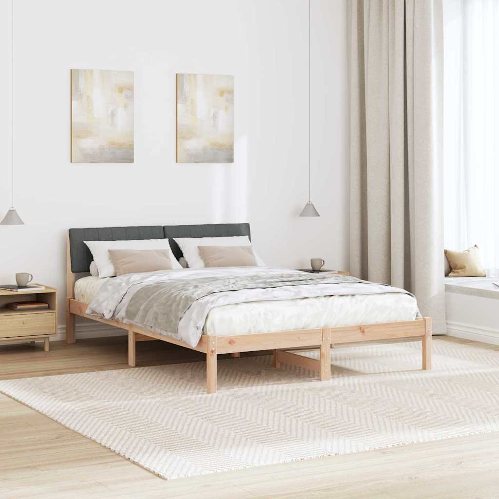 Bed frame Brown and dark grey 135 x 190 cm Solid pine wood
