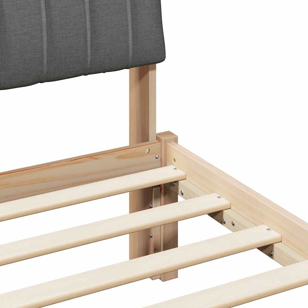 Bed frame Brown and dark grey 90 x 190 cm Solid pine wood