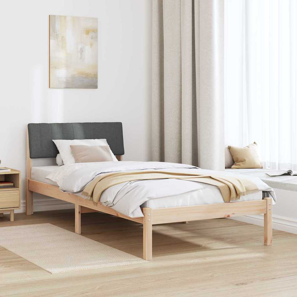 Bed frame Brown and dark grey 90 x 190 cm Solid pine wood