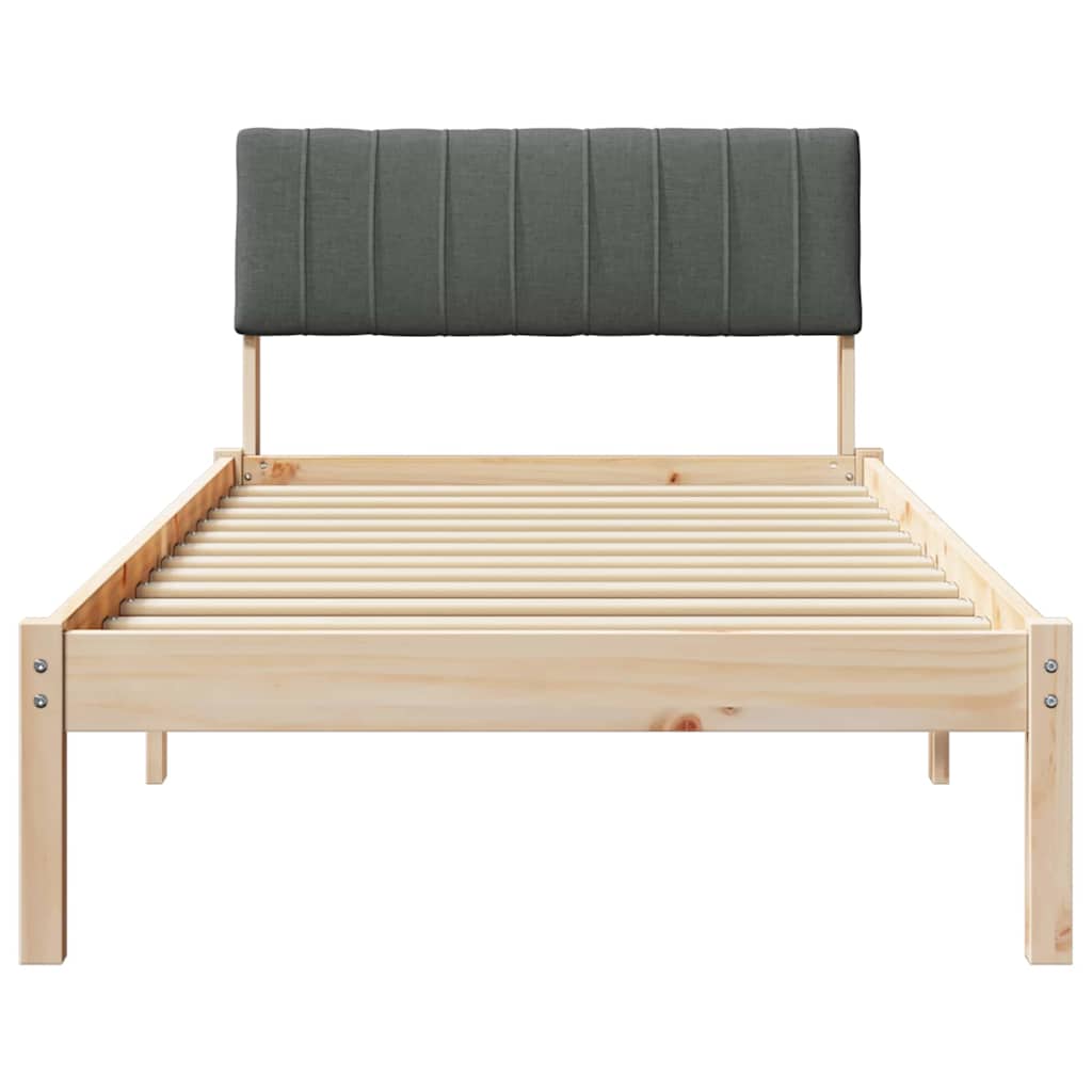 Bed frame Brown and dark grey 90 x 190 cm Solid pine wood