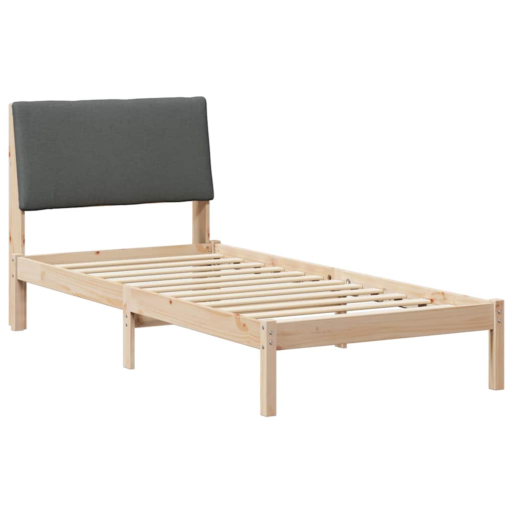 Bed frame Brown and dark grey 90 x 190 cm Solid pine wood