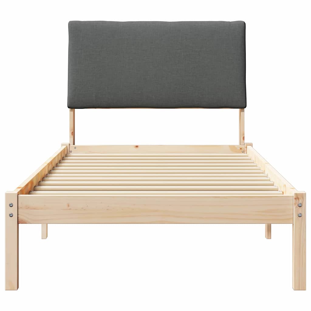 Bed frame Brown and dark grey 90 x 190 cm Solid pine wood