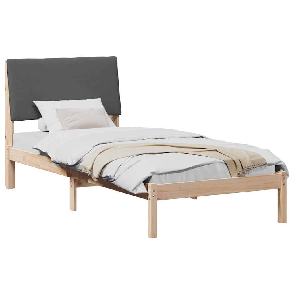 Bed frame Brown and dark grey 90 x 190 cm Solid pine wood