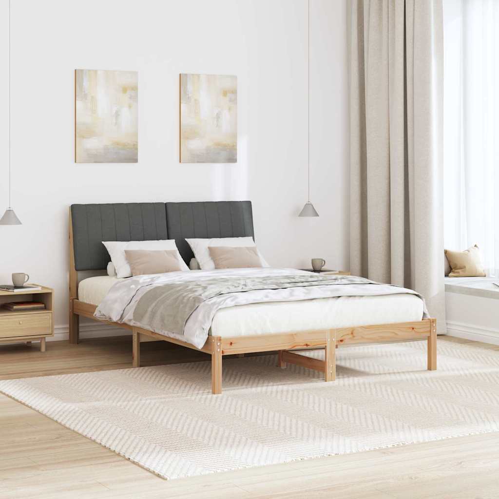 Bed Frame with Headboard Brown 135 x 190 cm Solid Pine Wood