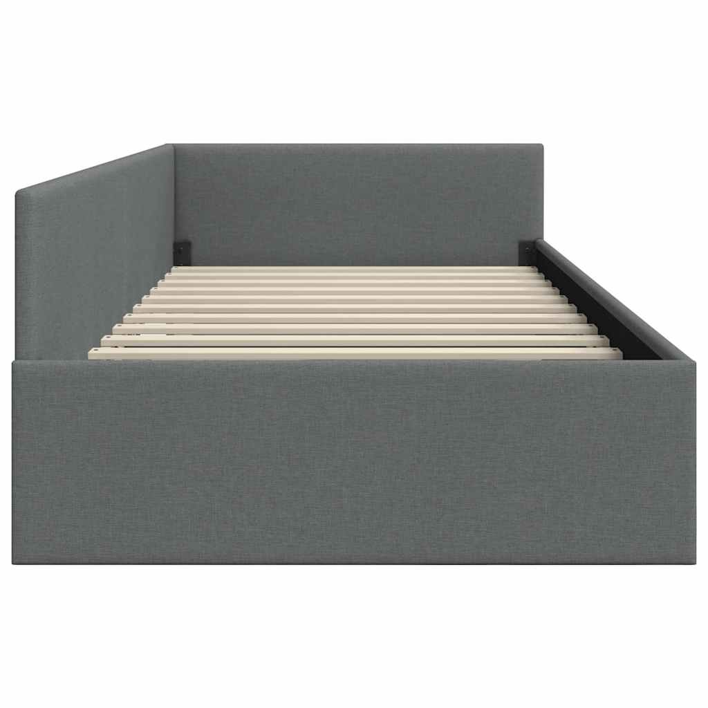 Corner Bed Frame with Headboard Dark Grey 90 cm x 190 cm Fabric