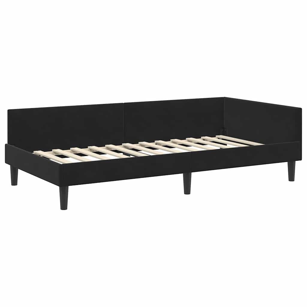 Corner Bed Frame Black 90 cm x 190 cm VelvetandPlywood