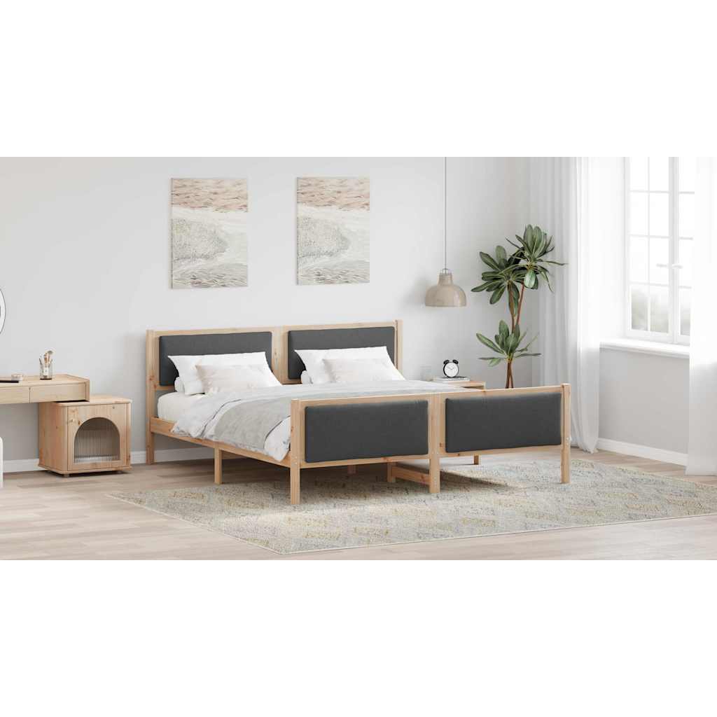 Bed Frame with Headboard Dark Grey 180 x 200 cm Fabric