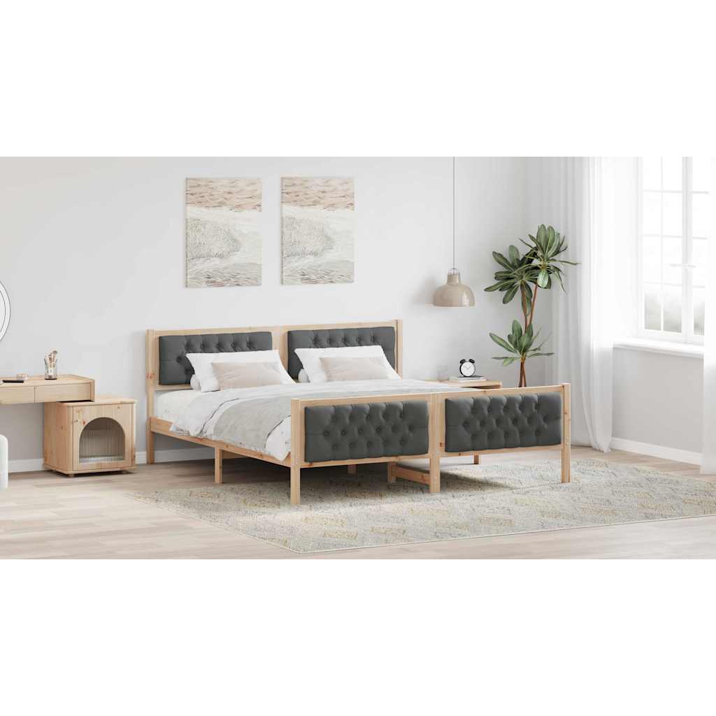 Bed Frame with Headboard Dark Grey 180 x 200 cm Solid Pine Wood