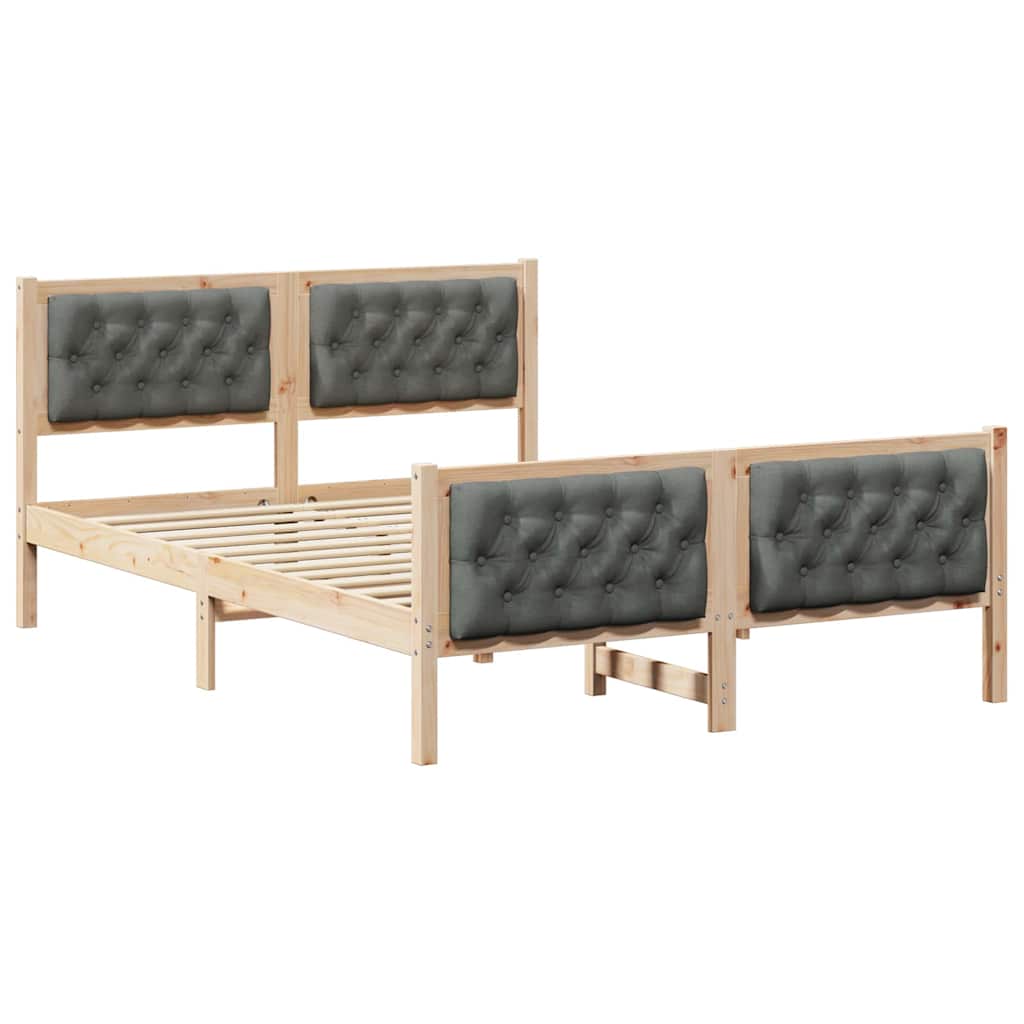 Bed Frame with Headboard Dark Grey 150 x 200 cm Solid Pine Wood