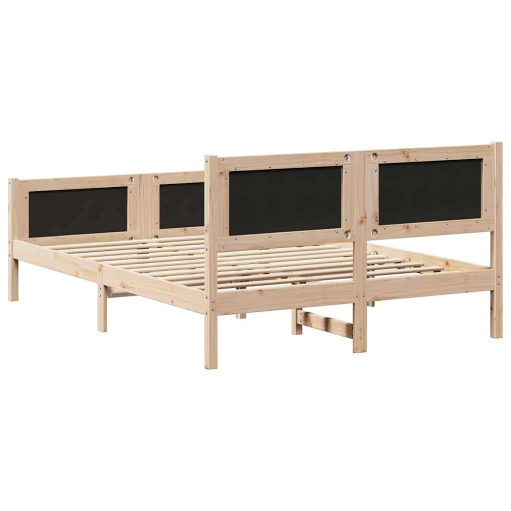 Bed Frame with Headboard Dark Grey 150 x 200 cm Solid Pine Wood