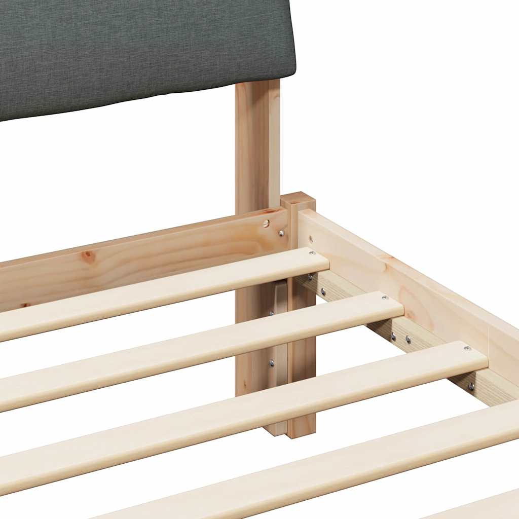Bed frame Brown and dark grey 180 x 200 cm Solid pine wood