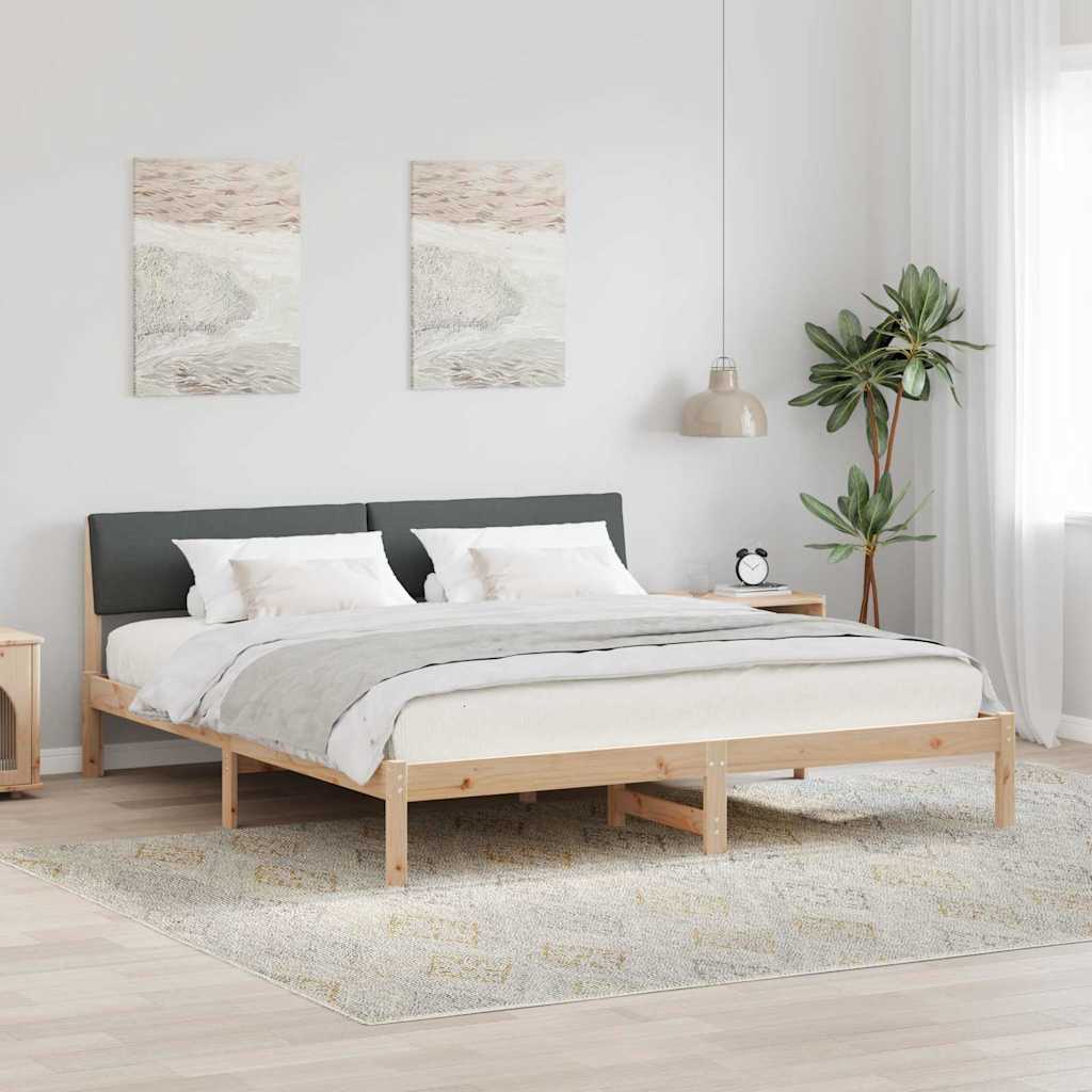 Bed frame Brown and dark grey 180 x 200 cm Solid pine wood