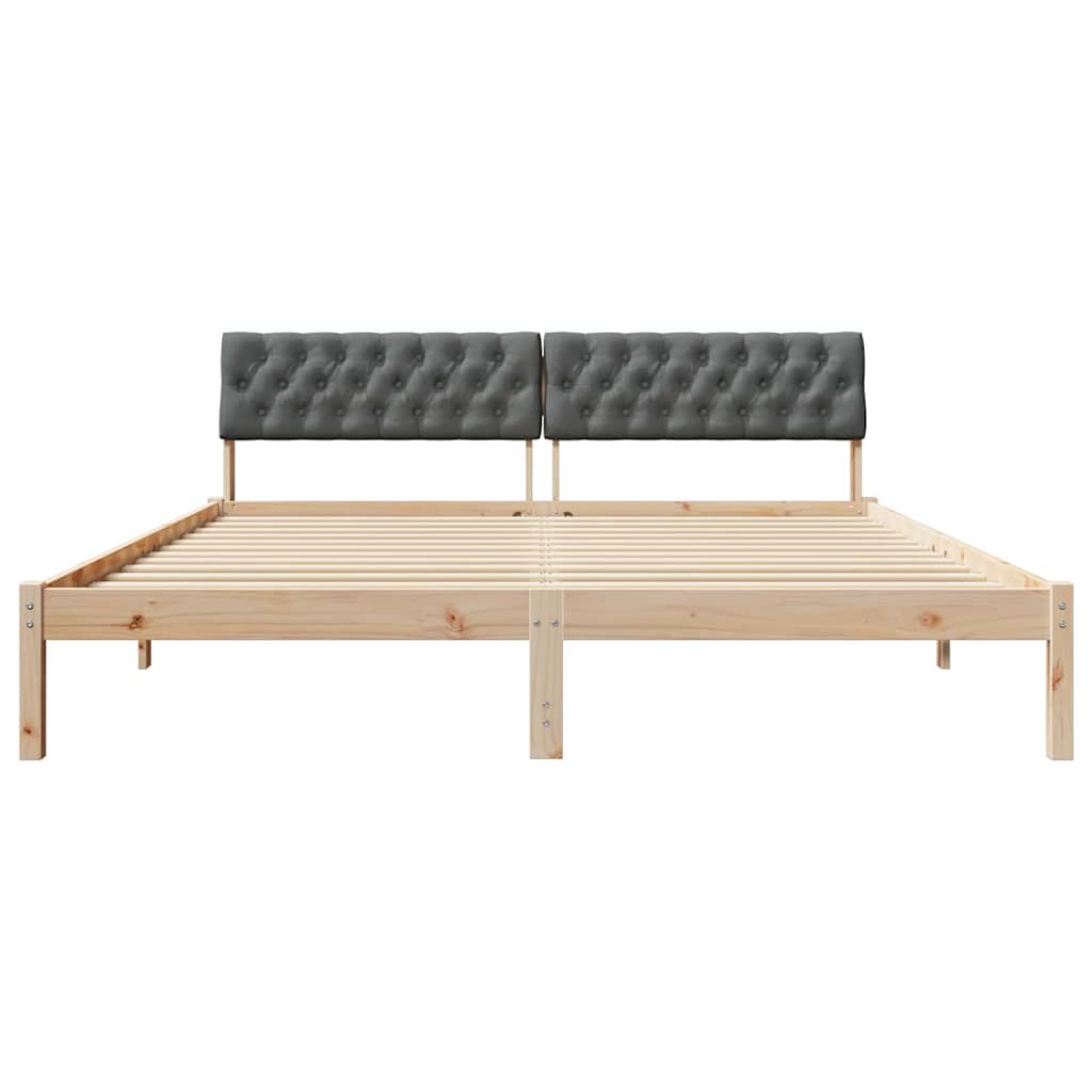 Bed frame Brown and dark grey 180 x 200 cm Solid pine wood