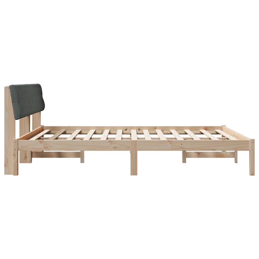 Bed frame Brown and dark grey 180 x 200 cm Solid pine wood
