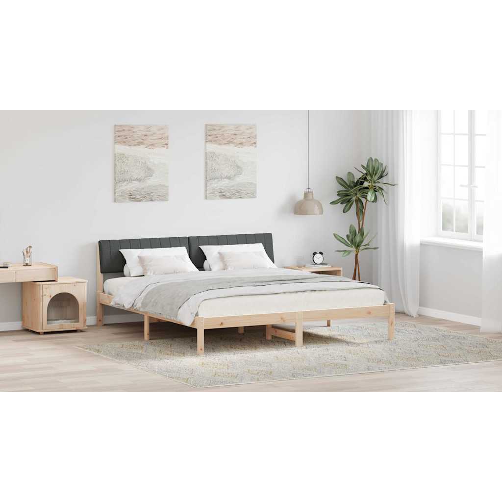 Bed frame Brown and dark grey 180 x 200 cm Solid pine wood