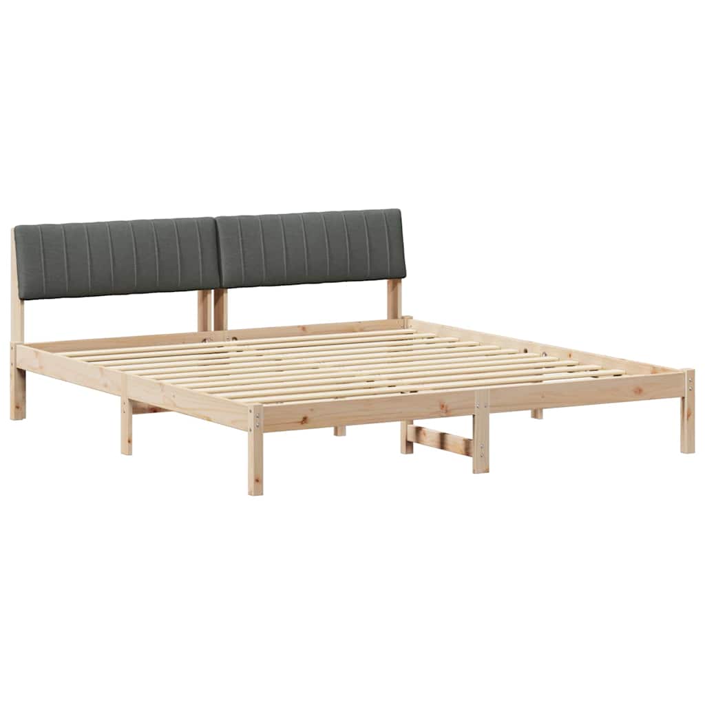 Bed frame Brown and dark grey 180 x 200 cm Solid pine wood