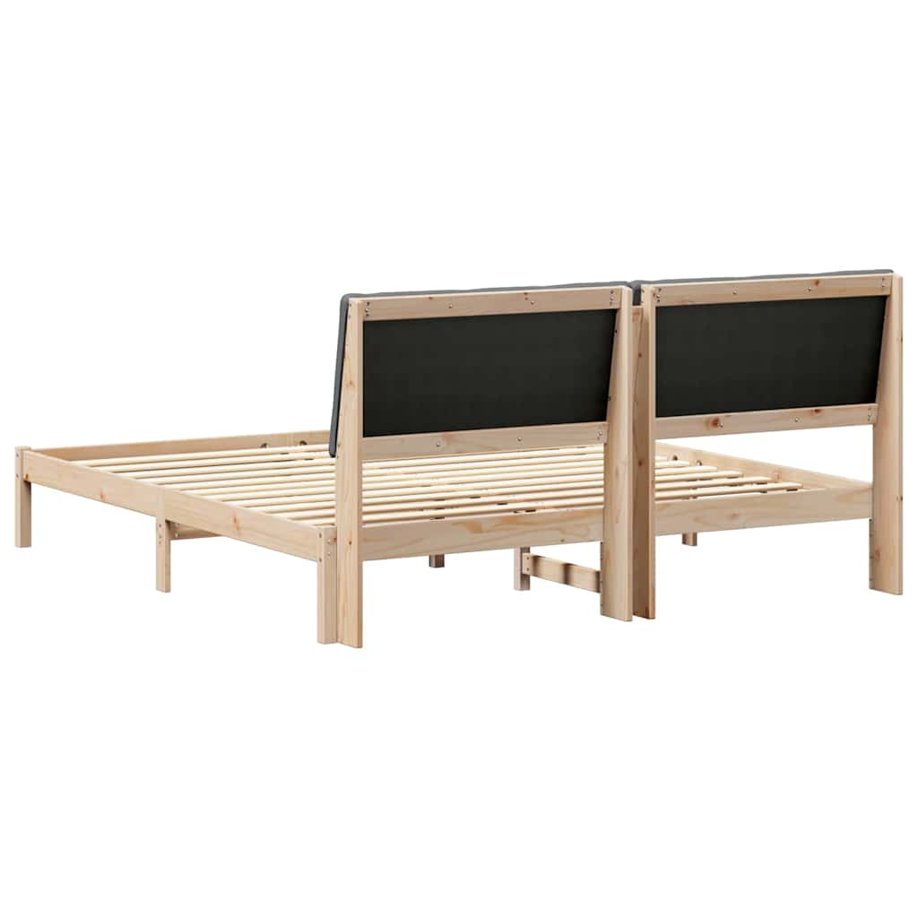 Bed frame Brown and dark grey 180 x 200 cm Solid pine wood