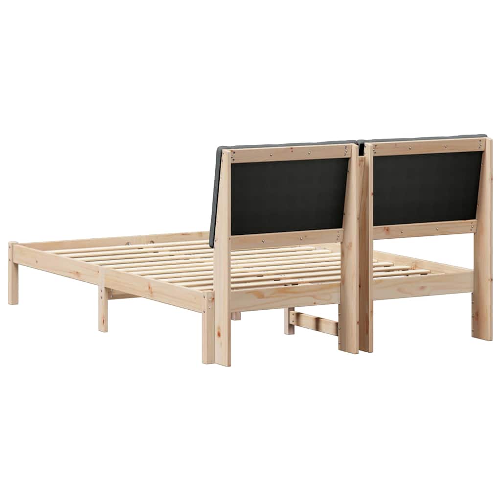 Bed frame Brown and dark grey 150 x 200 cm Solid pine wood