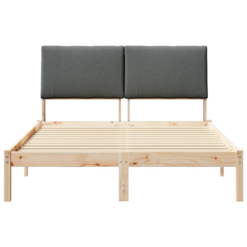 Bed frame Brown and dark grey 150 x 200 cm Solid pine wood
