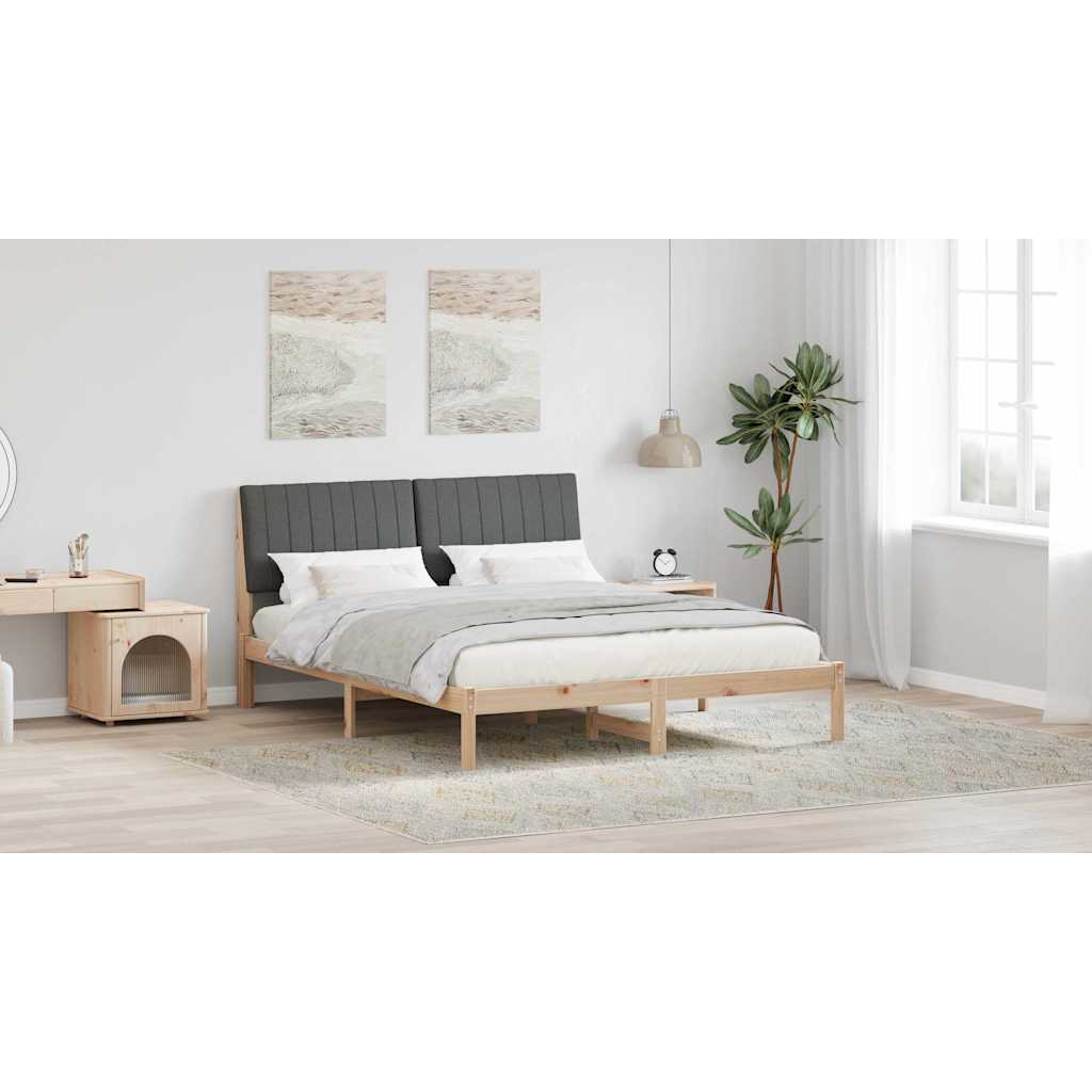 Bed Frame with Headboard Brown 150 x 200 cm Solid Pine Wood