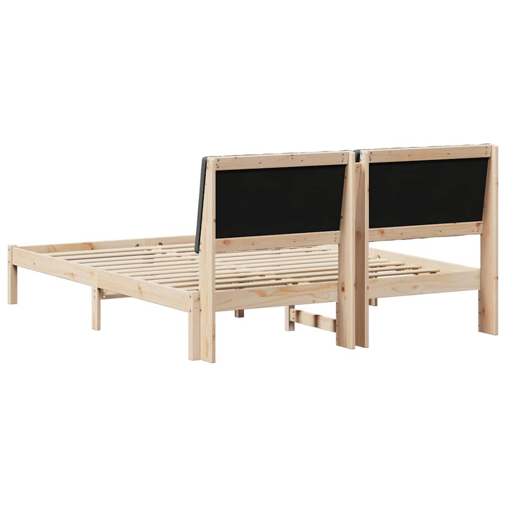 Bed Frame with Headboard Brown 150 x 200 cm Solid Pine Wood