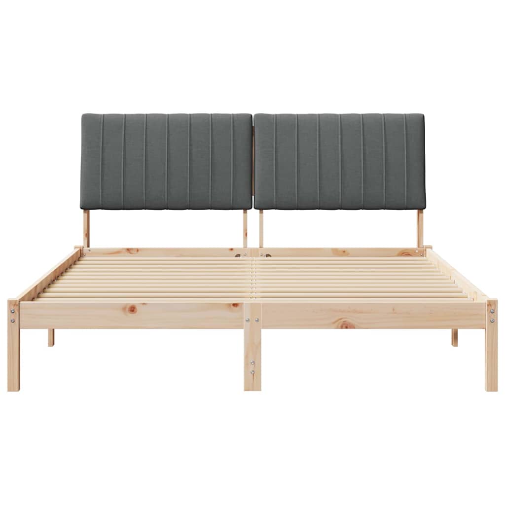 Bed Frame with Headboard Brown 150 x 200 cm Solid Pine Wood