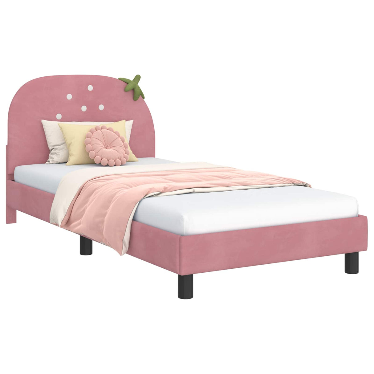 Kids'Bed Frame with Headboard Pink 90 x 190 cm Velvet
