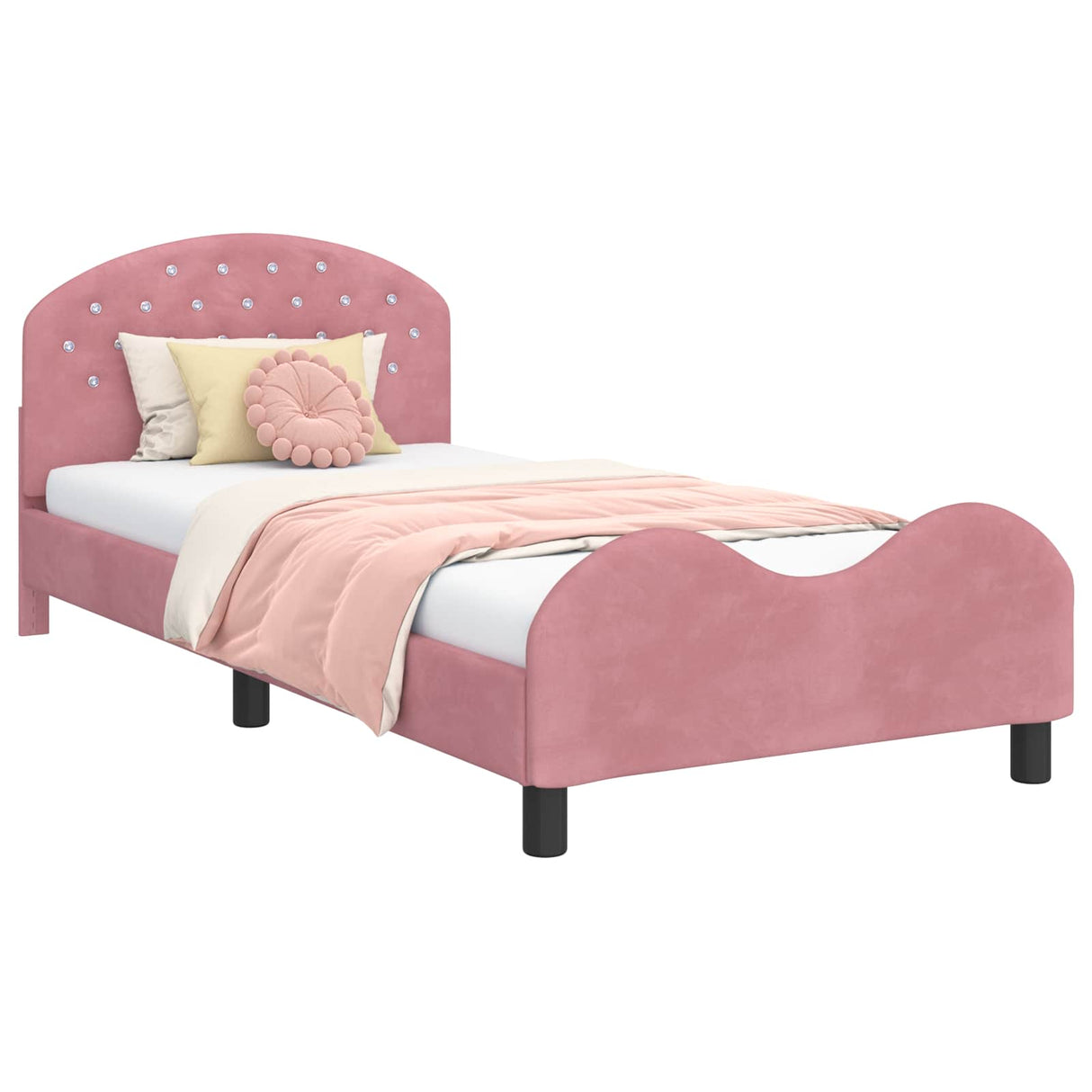 Kids'Bed Frame with Headboard Pink 90 x 190 cm Velvet