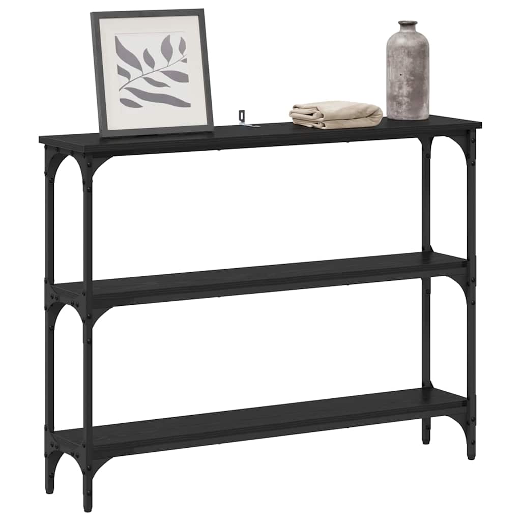 Console Table with Shelf Black oak 100 x 22.5 x 75 cm