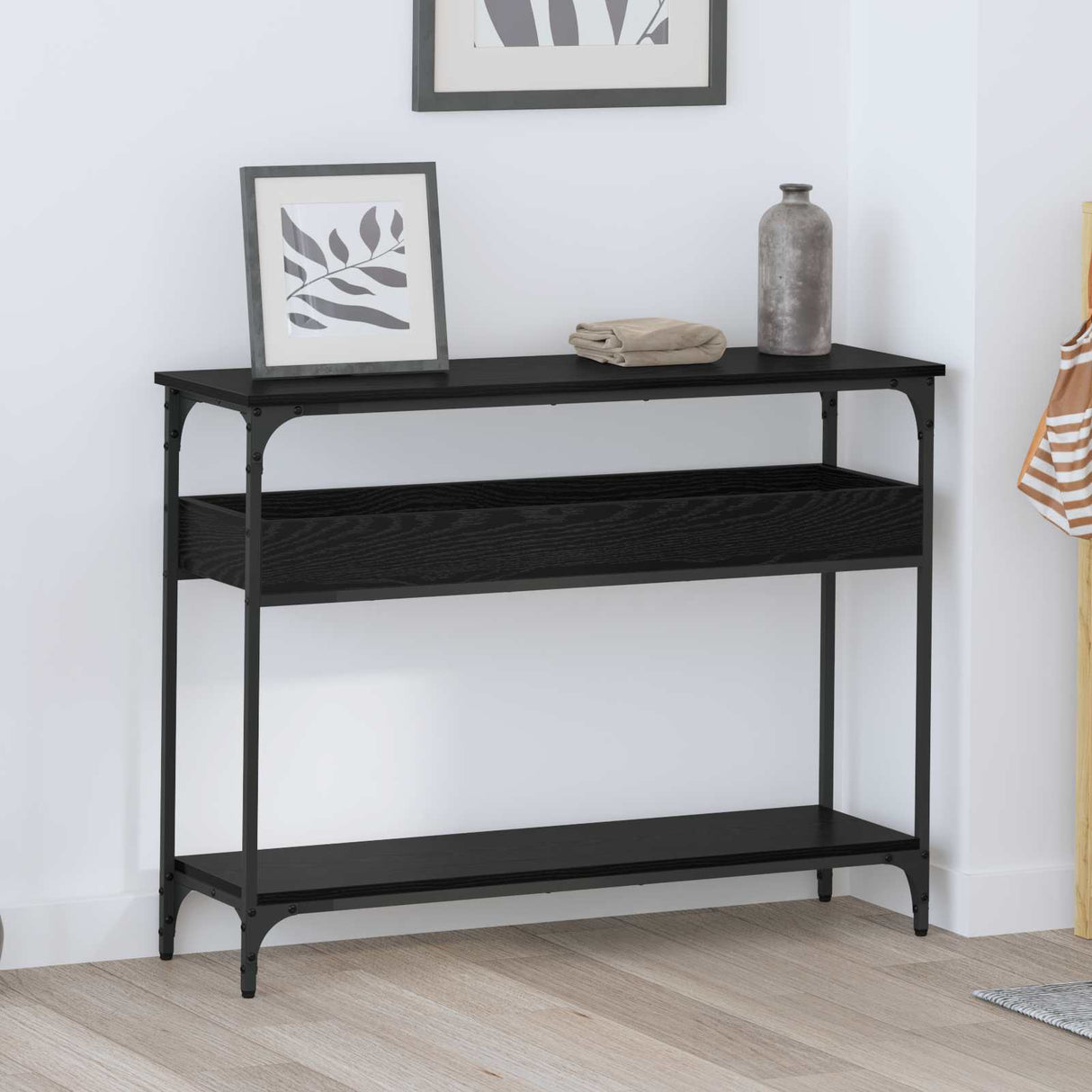 Console Table Black oak 100 x 29 x 75 cm Engineered wood