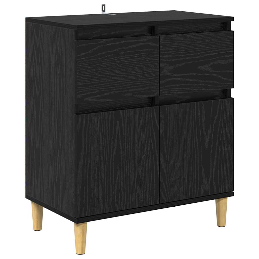 Sideboard with Drawer Black Oak 60 x 35 x 70 cm Engineered Wood