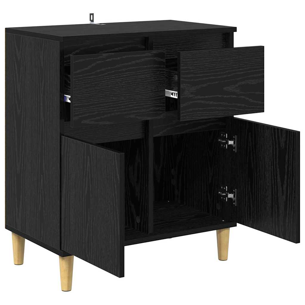 Sideboard with Drawer Black Oak 60 x 35 x 70 cm Engineered Wood