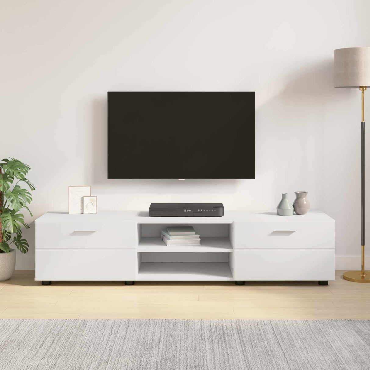 Wooden Cabinet 150 x 39 x 30 cm White Engineered Wood