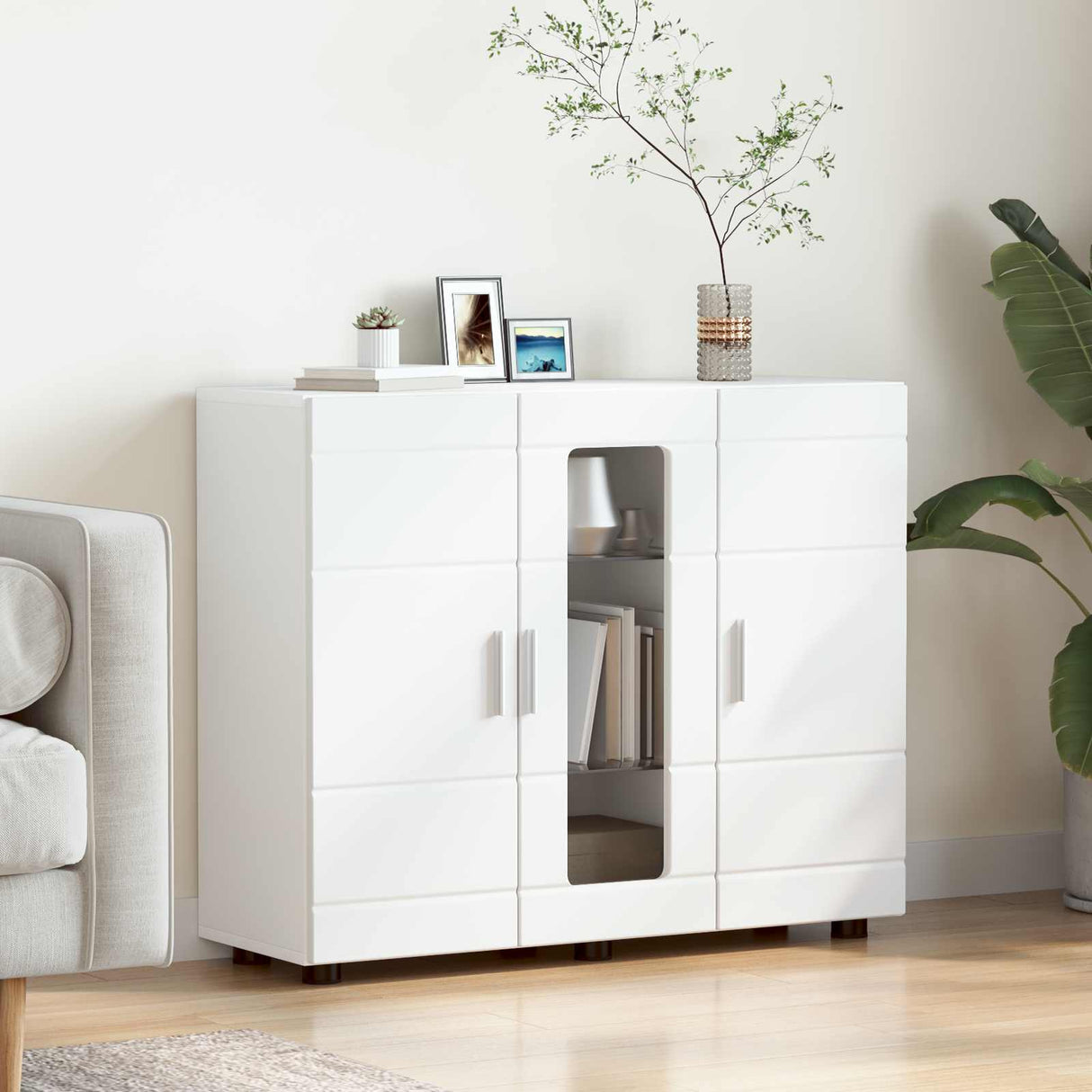 Wooden Cabinet White Engineered Wood