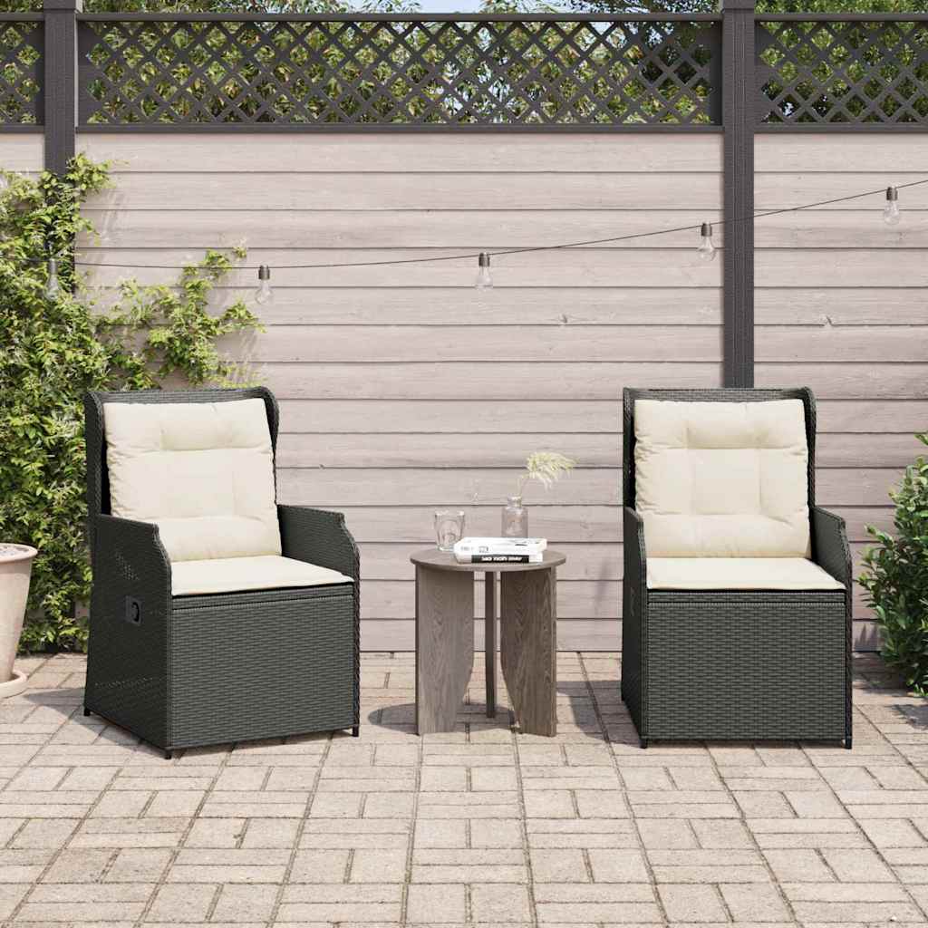 Garden Bench 2 pcs Black Poly Rattan