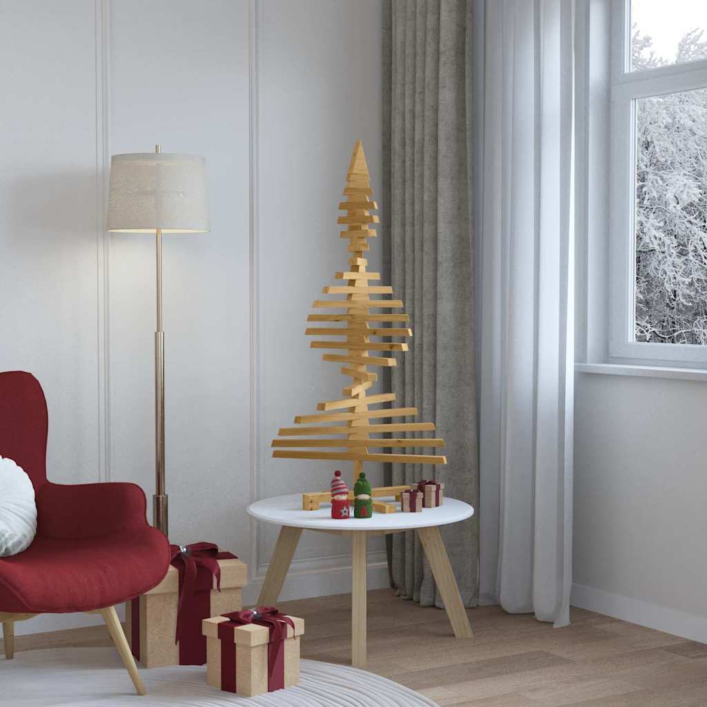 Wooden Christmas Tree with Stand Brown 120 cm Solid pine wood