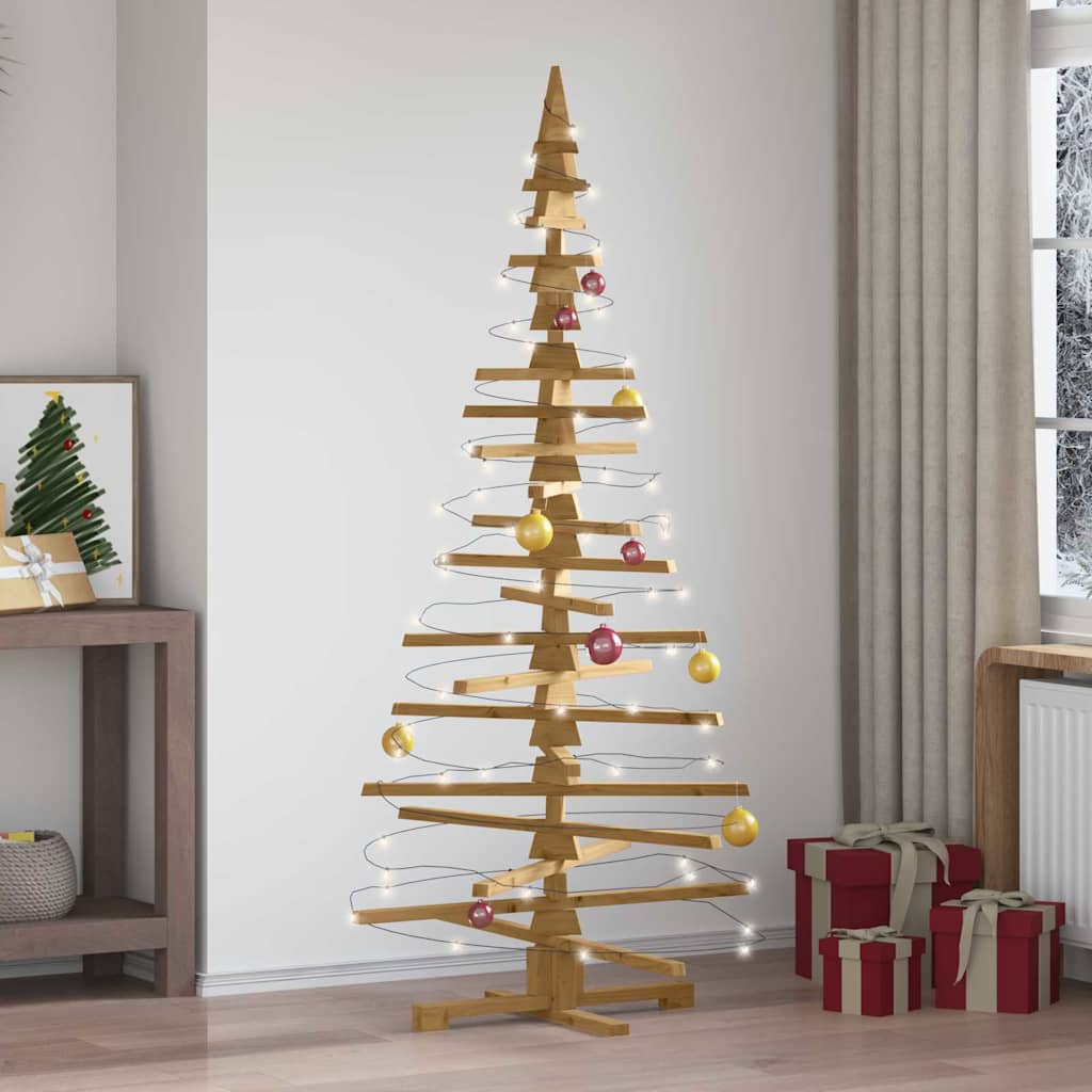 Wooden Christmas Tree with Stand Brown 180 cm Solid pine wood