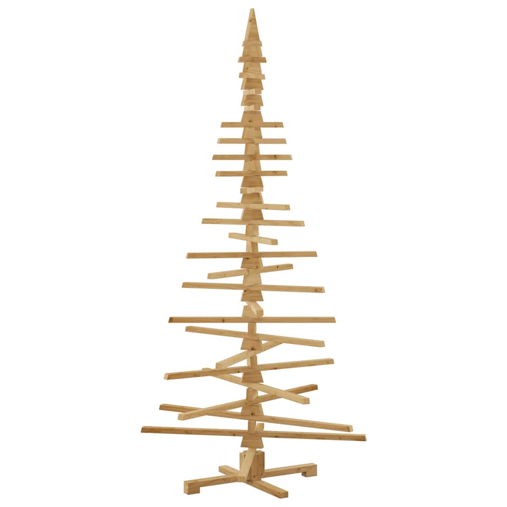 Wooden Christmas Tree with Stand Brown 210 cm Solid pine wood