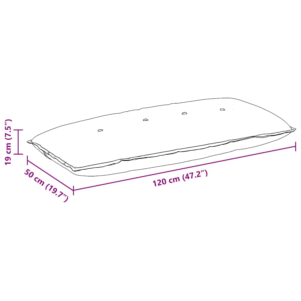 Back Pillow Dark Grey 120 x 19 x 50 cm Fabric