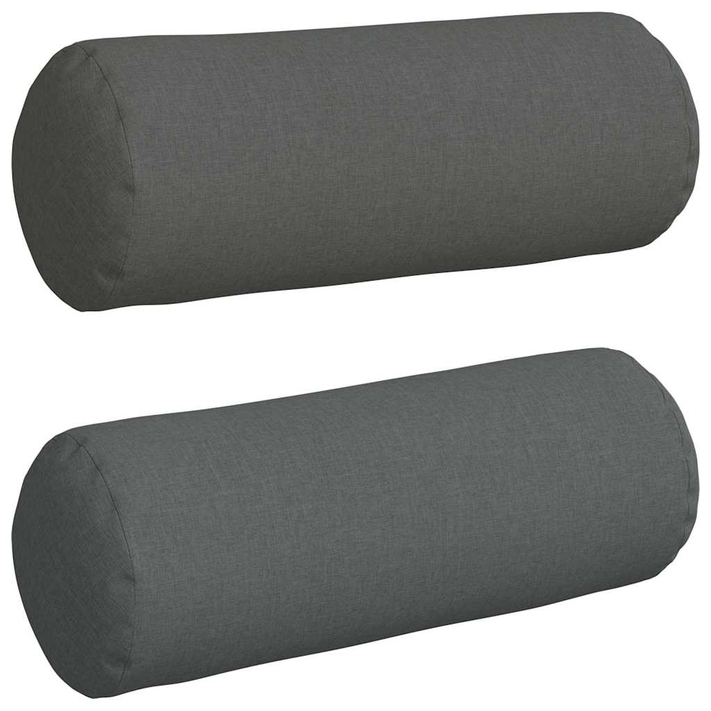 Bolster Pillows 2 pcs Dark Grey Ø 25 x 70 cm Fabric