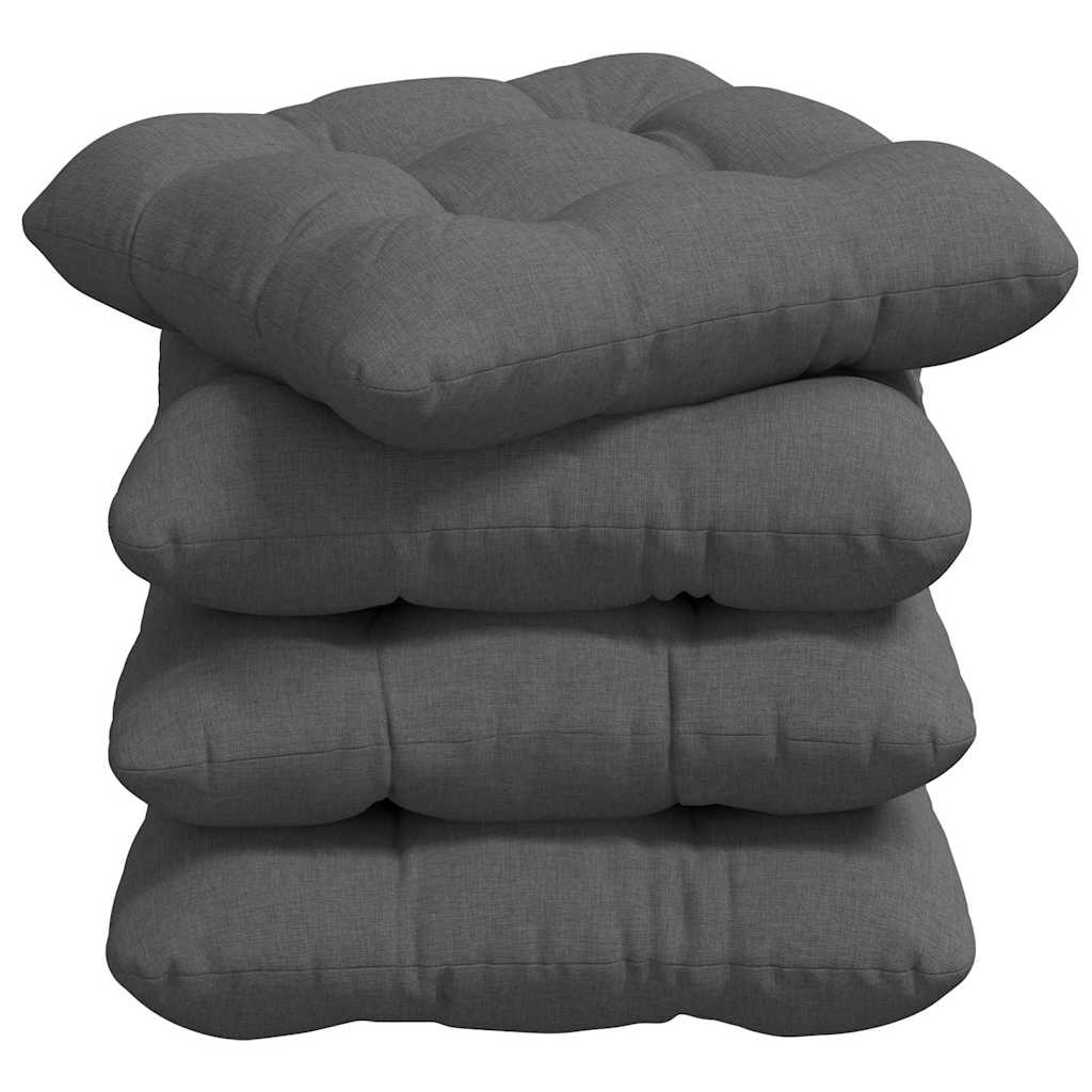 Seat Cushions 4 pcs Dark Grey 40 x 40 x 12 cm Fabric