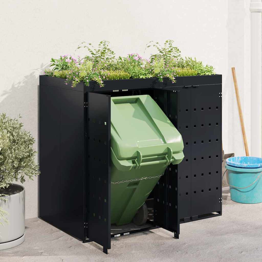 Wheelie Bin Storage for 2 Bins Black 136 x 77,5 x 121,5 cm